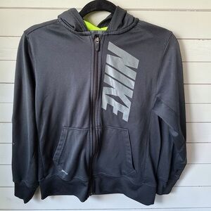 Nike Dri-Fit Hoodie Youth Large Black Full Zip Athletic Sweatshirt
